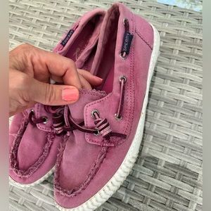 Sperry Top Sider Pink & white Flats Loafers Boat Deck Womens Sz 6